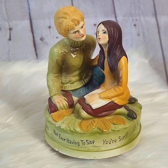 Vintage Other - Vintage 70s Ceramic Couple Wind Up Music Playing Shelf Decor Japanese MCM 6.5"